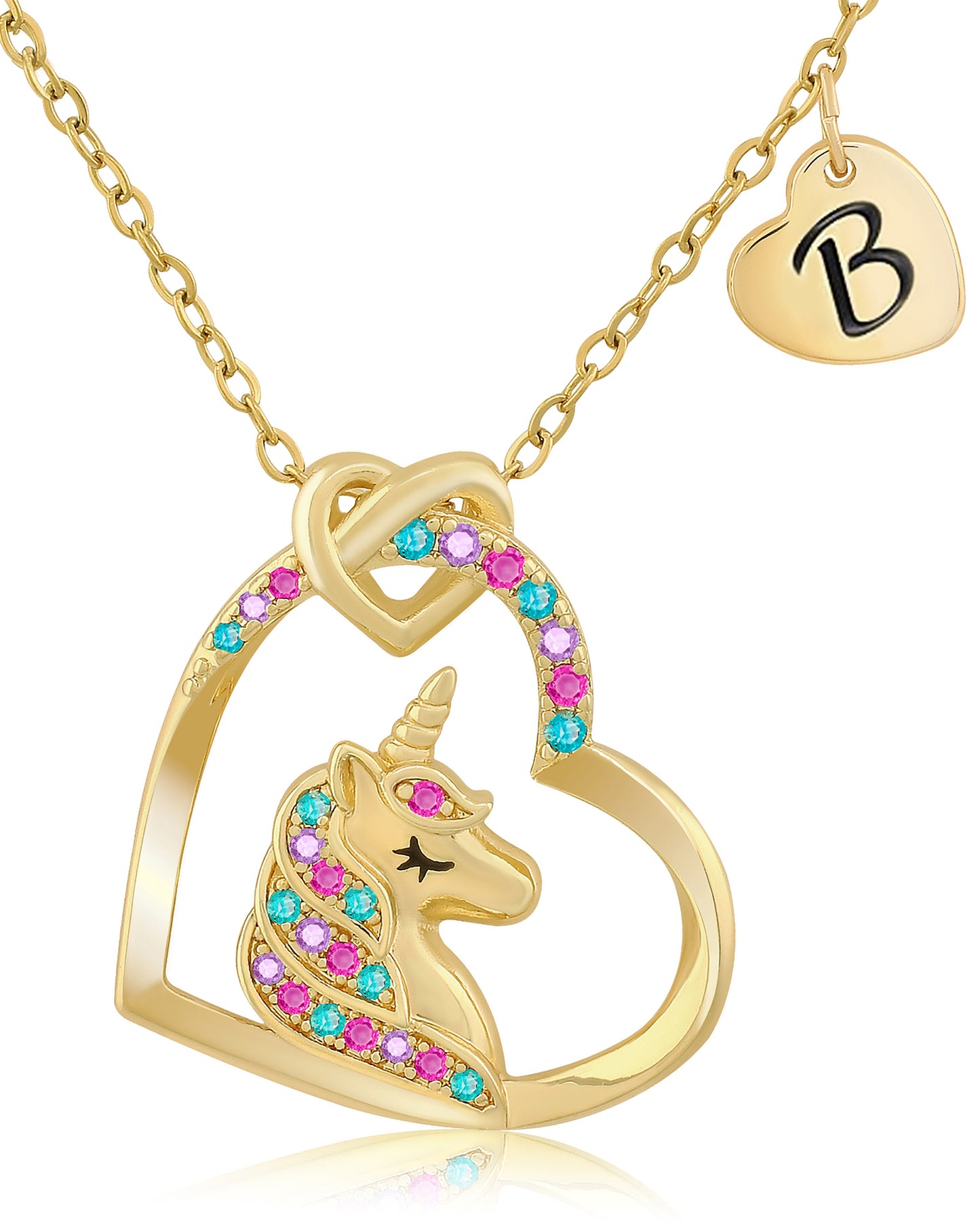 Unicorn Necklace Gift for Girls - 16K Gold & White Gold Plated
