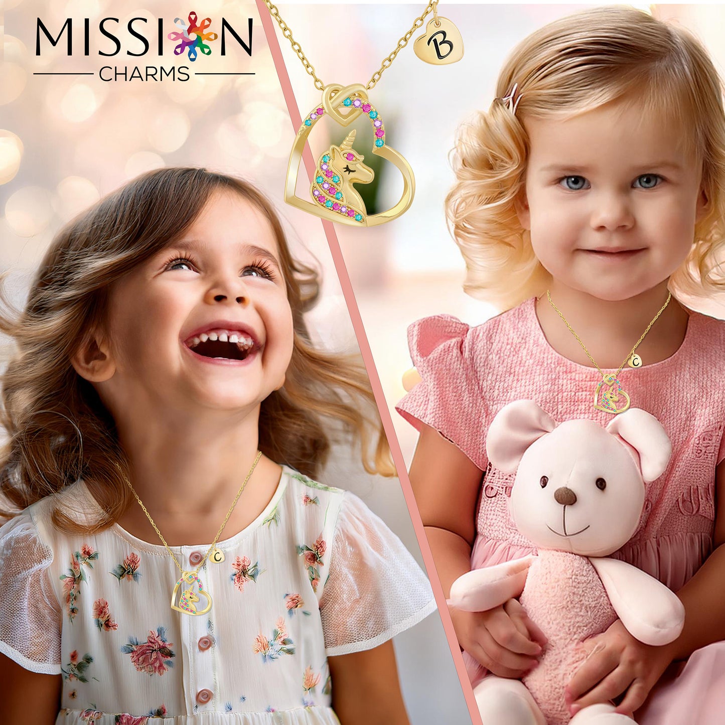 Unicorn Necklace Gift for Girls - 16K Gold & White Gold Plated