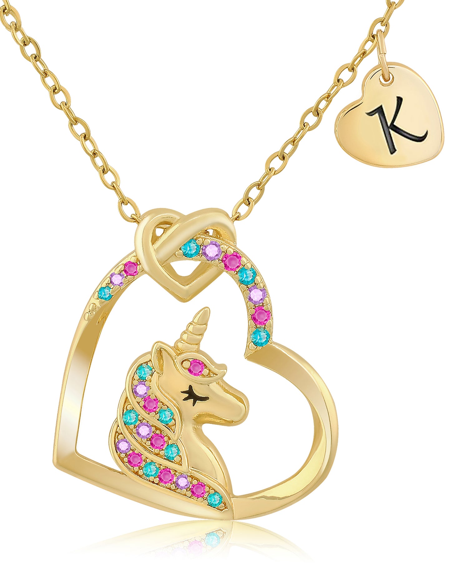 Unicorn Necklace Gift for Girls - 16K Gold & White Gold Plated