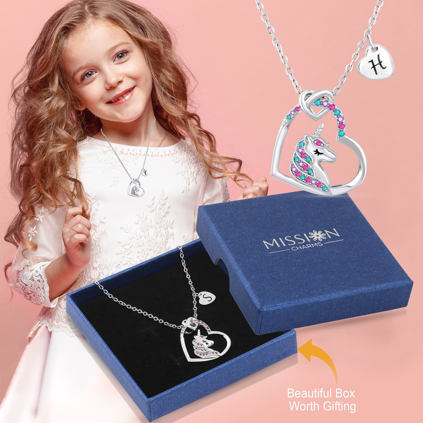 Unicorn Necklace Gift for Girls - 16K Gold & White Gold Plated