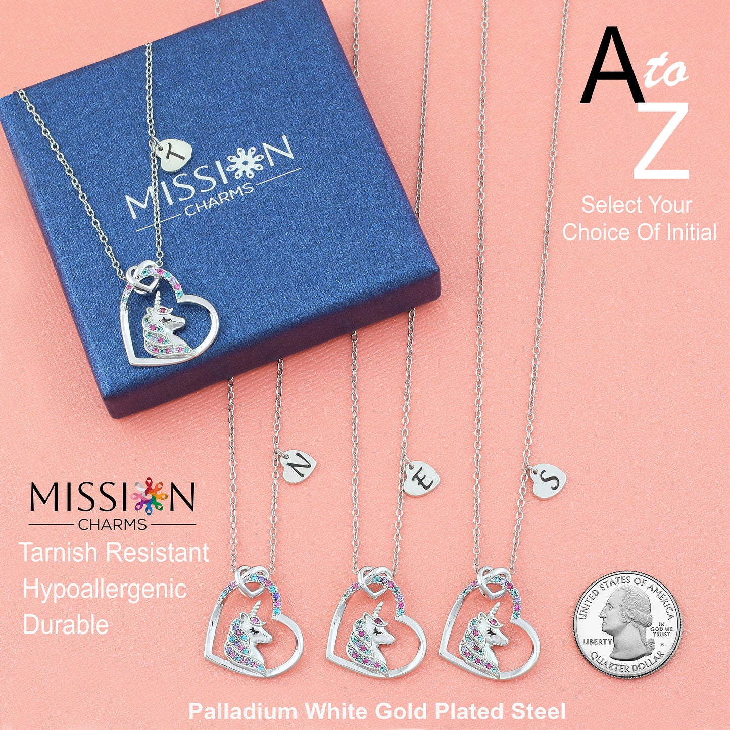Unicorn Necklace Gift for Girls - 16K Gold & White Gold Plated