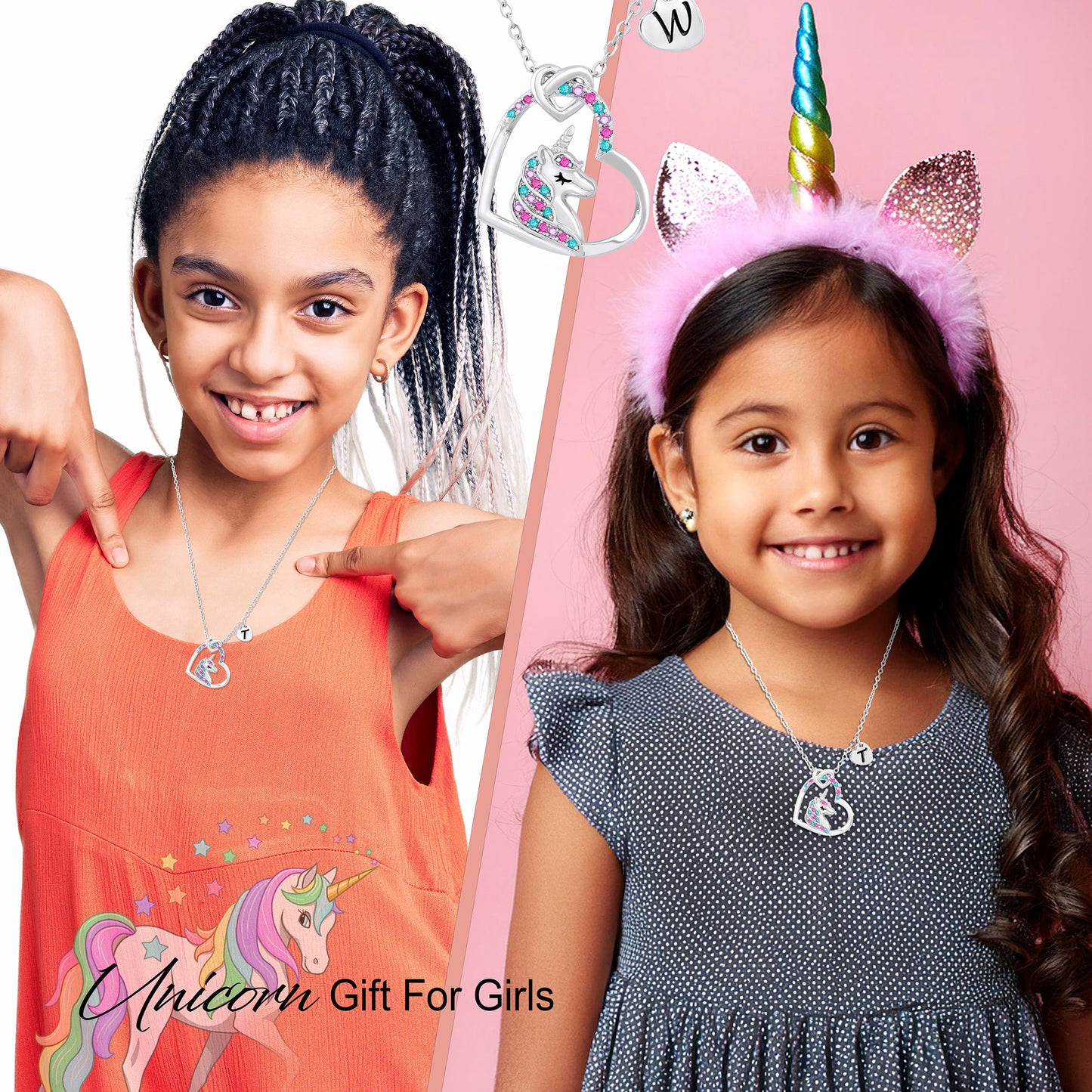 Unicorn Necklace Gift for Girls - 16K Gold & White Gold Plated
