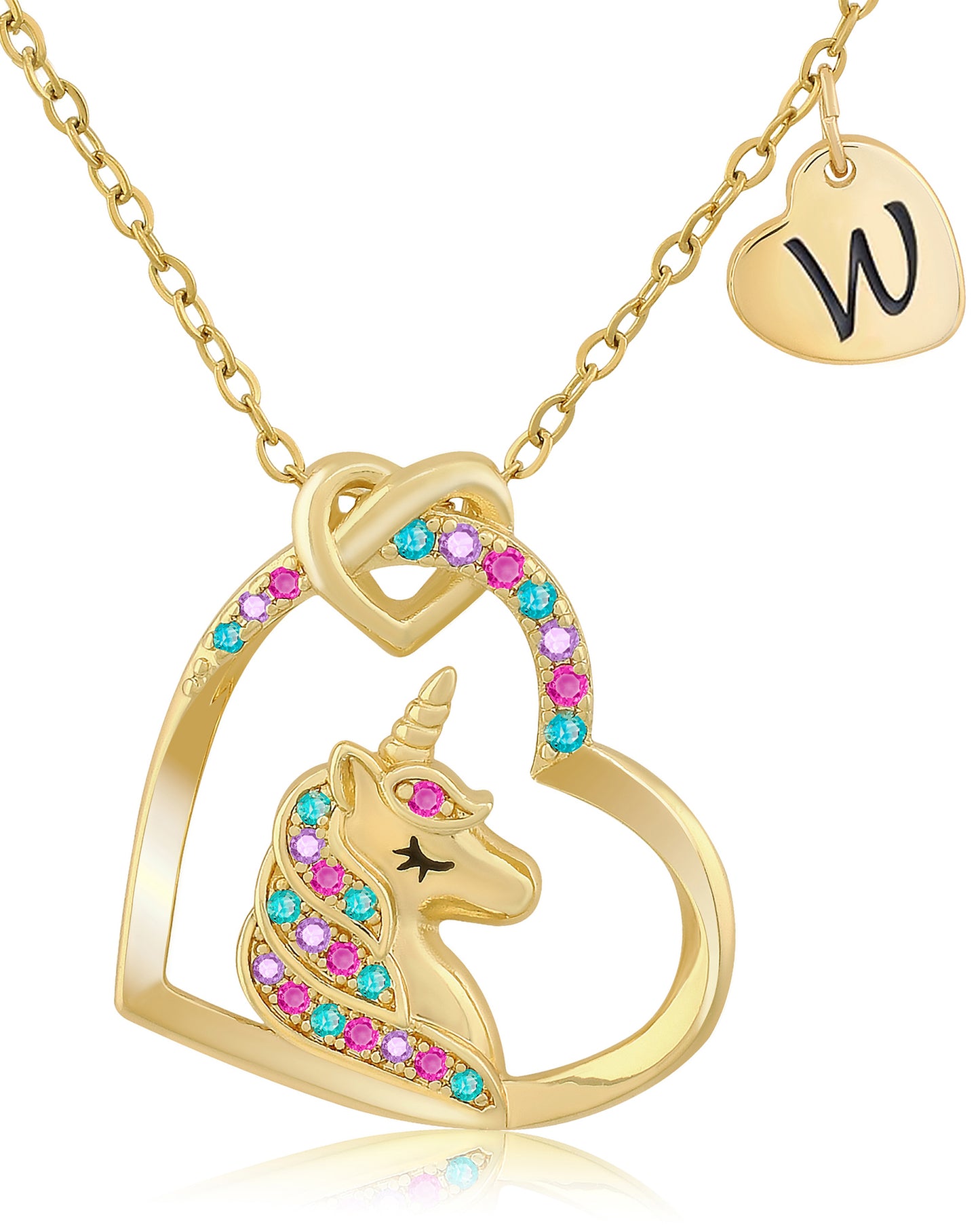 Unicorn Necklace Gift for Girls - 16K Gold & White Gold Plated